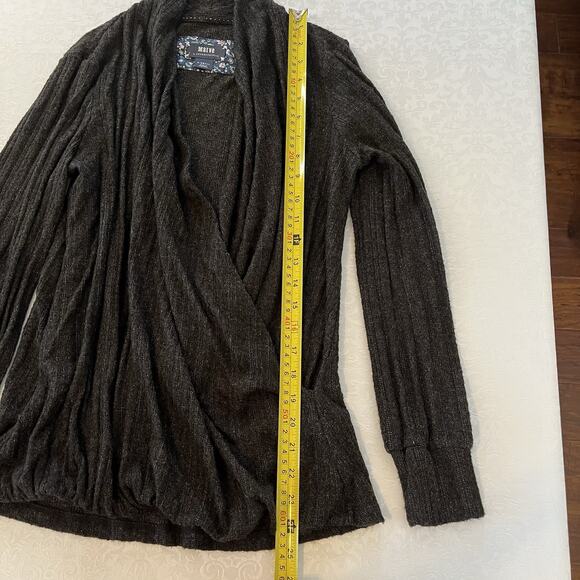 Maeve by Anthropologie Rafela Hacci Surplice Top Wrap Sweater Size XS Brown/Gray - Picture 5 of 10